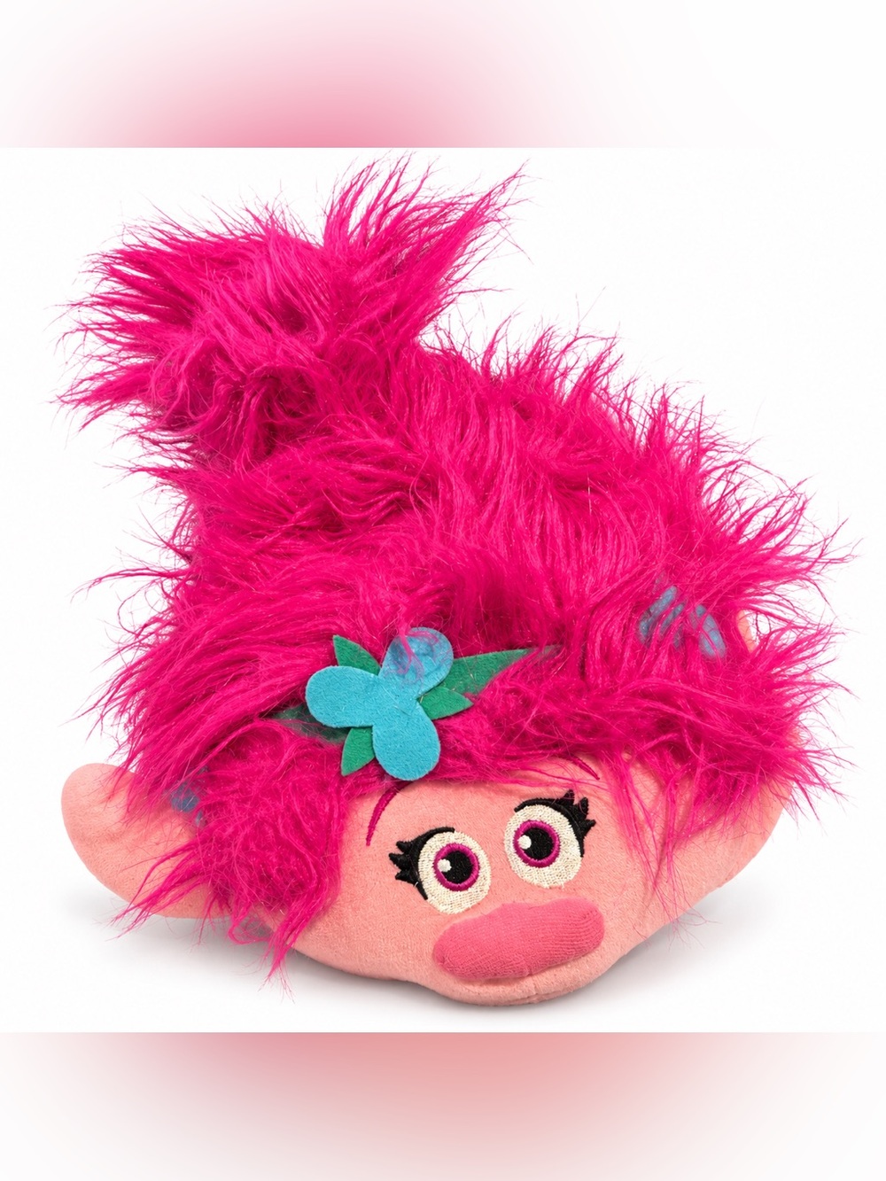 DreamWorks Trolls Poppy Plush Head Pillow Pink Hair Flower Headband